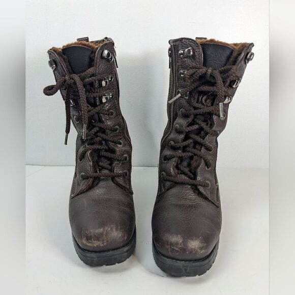 Vintage Pajar winter boots brown leather shearling lace up zip up 6.5 - Picture 4 of 8